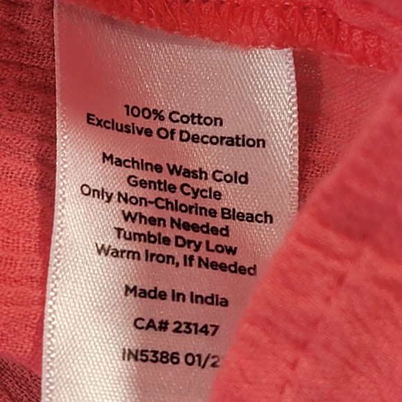 Talbots Plus Embroidered Peasant Top Coral Boho Womens 1X Blouse 3/4 Sleeve - Picture 6 of 10